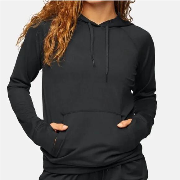 Outdoor Voices Black CloudKnit Stretch Jersey Hoodie Pullover Size Medium - Picture 8 of 8